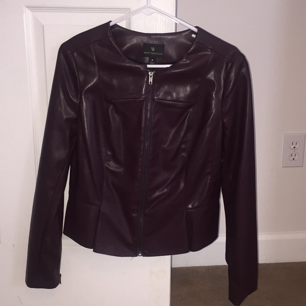 Zip up faux leather jacket